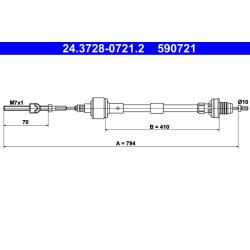 Clutch Cable ATE 24.3728-0721.2 OE Ref 90522447