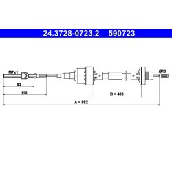 Clutch Cable ATE 24.3728-0723.2 OE Ref 90522456