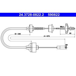 Clutch Cable ATE 24.3728-0822.2 OE Ref 2150H1