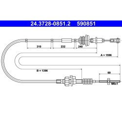 Clutch Cable ATE 24.3728-0851.2 OE Ref 2150CQ