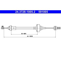 Clutch Cable ATE 24.3728-1005.2 OE Ref 7700811013