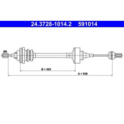 Clutch Cable ATE 24.3728-1014.2 OE Ref 7700823050