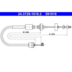 Clutch Cable ATE 24.3728-1018.2 OE Ref 7700429330