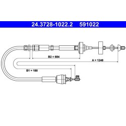 Clutch Cable ATE 24.3728-1022.2 OE Ref 7700847976
