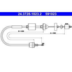 Clutch Cable ATE 24.3728-1023.2 OE Ref 7700421960