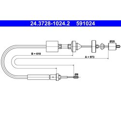 Clutch Cable ATE 24.3728-1024.2 OE Ref 8200073170