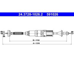 Clutch Cable ATE 24.3728-1026.2 OE Ref 6025171256