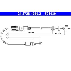 Clutch Cable ATE 24.3728-1030.2 OE Ref 7700432383