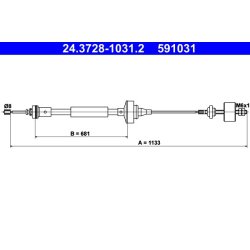 Clutch Cable ATE 24.3728-1031.2 OE Ref 6001546867