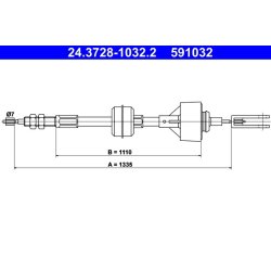Clutch Cable ATE 24.3728-1032.2 OE Ref 7700745352