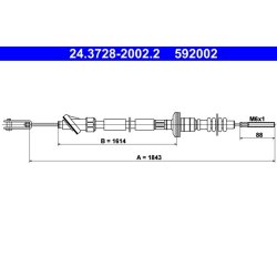 Clutch Cable ATE 24.3728-2002.2 OE Ref 2371057B10