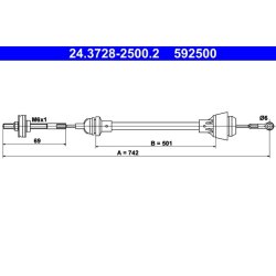 Clutch Cable ATE 24.3728-2500.2 OE Ref 6U0721335