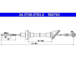 Clutch Cable ATE 24.3728-2703.2 OE Ref SE141126201B