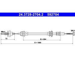 Clutch Cable ATE 24.3728-2704.2 OE Ref 6K1721335G