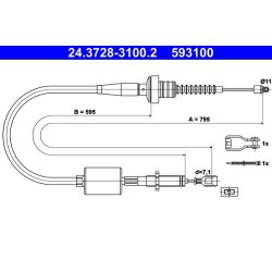 Clutch Cable ATE 24.3728-3100.2 OE Ref 4151002010