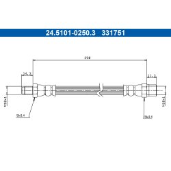 Flexible de frein ATE 24.5101-0250.3 pour AUDI OE 481611701