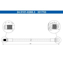 Flexible de frein ATE 24.5101-0265.3 pour VOLVO XC90 OE 30637472