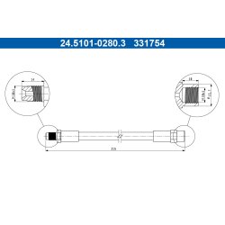 Brake Hose ATE 24.5101-0280.3 OE Ref 102487