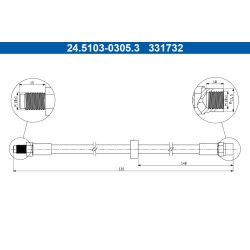 Brake Hose ATE 24.5103-0305.3 OE Ref 1329594