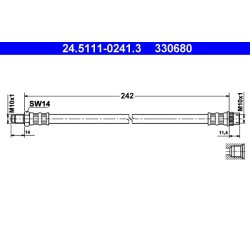 Flexible de frein ATE 24.5111-0241.3 pour RENAULT, 21, CLIO, TWINGO