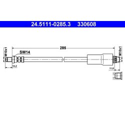 Brake Hose ATE 24.5111-0285.3 OE Ref 7701204590