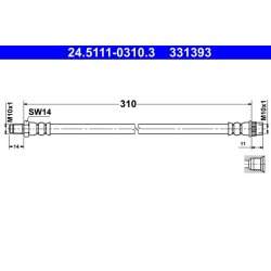 Flexible de frein ATE 24.5111-0310.3 pour DACIA, RENAULT, OE 8200958352