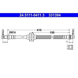 Brake Hose ATE 24.5111-0411.3 OE Ref 8200708615
