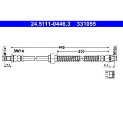 Flexible de frein ATE 24.5111-0446.3 pour CITROËN, PEUGEOT C2, C3, 1007