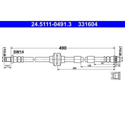 Flexible de frein ATE 24.5111-0491.3 pour MERCEDES CITAN OE 4154280035