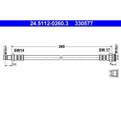Flexible de frein ATE 24.5112-0260.3 pour CITROËN, FIAT, PEUGEOT OE ZF07570315