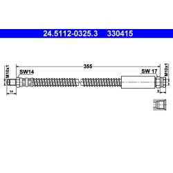 Flexible de frein ATE 24.5112-0325.3 pour CITROËN, PEUGEOT C15, 205