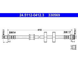 Brake Hose ATE 24.5112-0412.3 OE Ref SE022744400A
