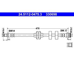 Tuyau de frein ATE 24.5112-0475.3 pour FIAT DOBLO, STRADA OE 46738613