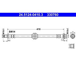 Brake Hose ATE 24.5124-0410.3 OE Ref 98AG2282DA