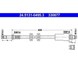 Flexible de frein ATE 24.5131-0495.3 pour MERCEDES CLASSE V, VITO OE 6384280235