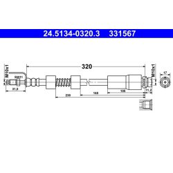 Brake Hose ATE 24.5134-0320.3 OE Ref 2T142078AG