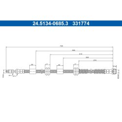 Flexible de frein ATE 24.5134-0685.3 pour VW Touareg OE 7L6611701