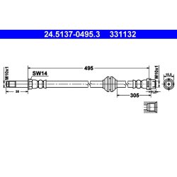 Brake Hose ATE 24.5137-0495.3 OE Ref A9064280835
