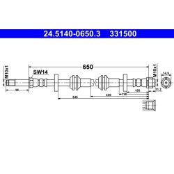 Brake Hose ATE 24.5140-0650.3 OE Ref 4G0611707G