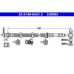 Flexible de frein ATE 24.5149-0431.3 pour LAND ROVER FREELANDER OE SHB101000