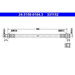 Brake Hose ATE 24.5158-0164.3 OE Ref MR370634