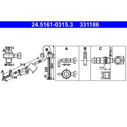 Flexible de frein ATE 24.5161-0315.3 pour CITROËN, PEUGEOT C6, 407 OE 4806F9