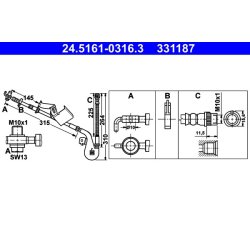 Brake Hose ATE 24.5161-0316.3 OE Ref 4806G0
