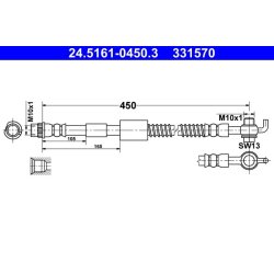 Flexible de frein ATE 24.5161-0450.3 pour CITROËN, DS, PEUGEOT OE 4806N0