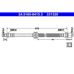 Flexible de frein ATE 24.5165-0415.3 pour PORSCHE 944, 968 OE 94435507900