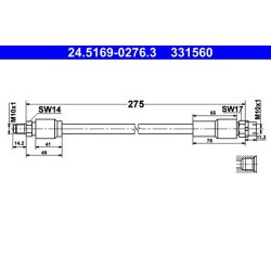 Flexible de frein ATE 24.5169-0276.3 pour BMW X3, X4 OE 34306797527