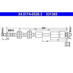 Brake Hose ATE 24.5174-0526.3 OE Ref 34306790550