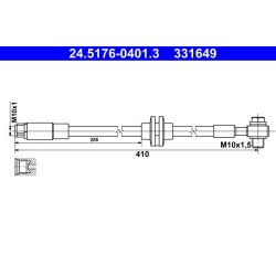 Flexible de frein ATE 24.5176-0401.3 pour CHEVROLET, VAUXHALL OE 13399771