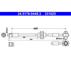 Flexible de frein ATE 24.5176-0449.3 pour VAUXHALL ZAFIRA OE 562413