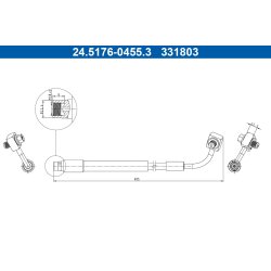 Flexible de frein ATE 24.5176-0455.3 pour CHEVROLET, VAUXHALL TRAX, MOKKA